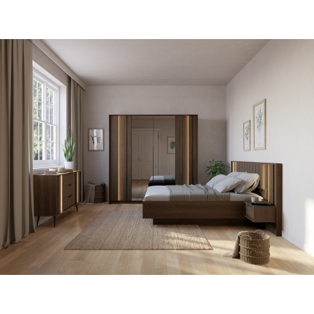 Szafa z lustrem dąb dunin 4-drzwiowa + LED 223 cm ADEL